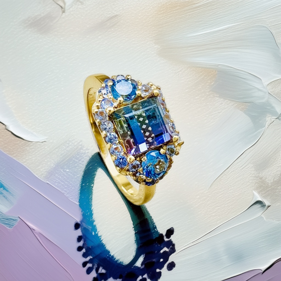 Bi-Color Purple Blue Tourmaline Ring 1.50 tcw in 14 kt Gold – Unique Rings For Women