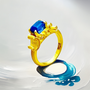 Bi‑Color Blue Tourmaline Ring 1.52 tcw in 18 kt Gold – Unique Rings For Women