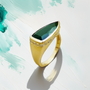 Spear‑Cut Green Tourmaline Ring 3.92 tcw in 14 kt Gold – Unique Rings For Women