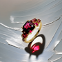 Handcrafted 14 kt gold garnet ring – unique engagement rings alternative