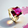 Pure Power Rhodolite Garnet Ring 11.46 ct Emerald Cut in 14 kt Gold – Unique Rings For Women
