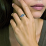 Bi-Color Purple Blue Tourmaline Ring on models hand