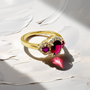 Oval Pink Tourmaline Ring 0.85 ct in 14 kt Gold – Unique Rings For Women