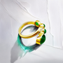 Bold cabochon emerald statement ring in 18 kt gold – gold unique rings
