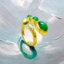 Handcrafted cabochon emerald and diamond ring – unique diamond rings alternative