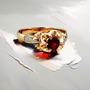 Handcrafted 14 kt two-tone gold band with red spinel – unique engagement rings