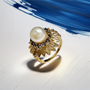 One of a kind vintage pearl jewelry in yellow gold