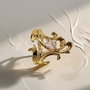 Unique women’s pear shaped diamond ring handcrafted in gold