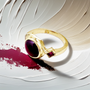 Unique cabochon garnet gold ring The Unique Rings
