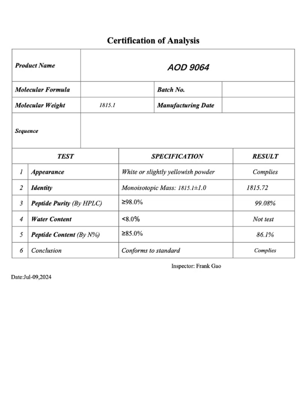 AOD9604 COA 3