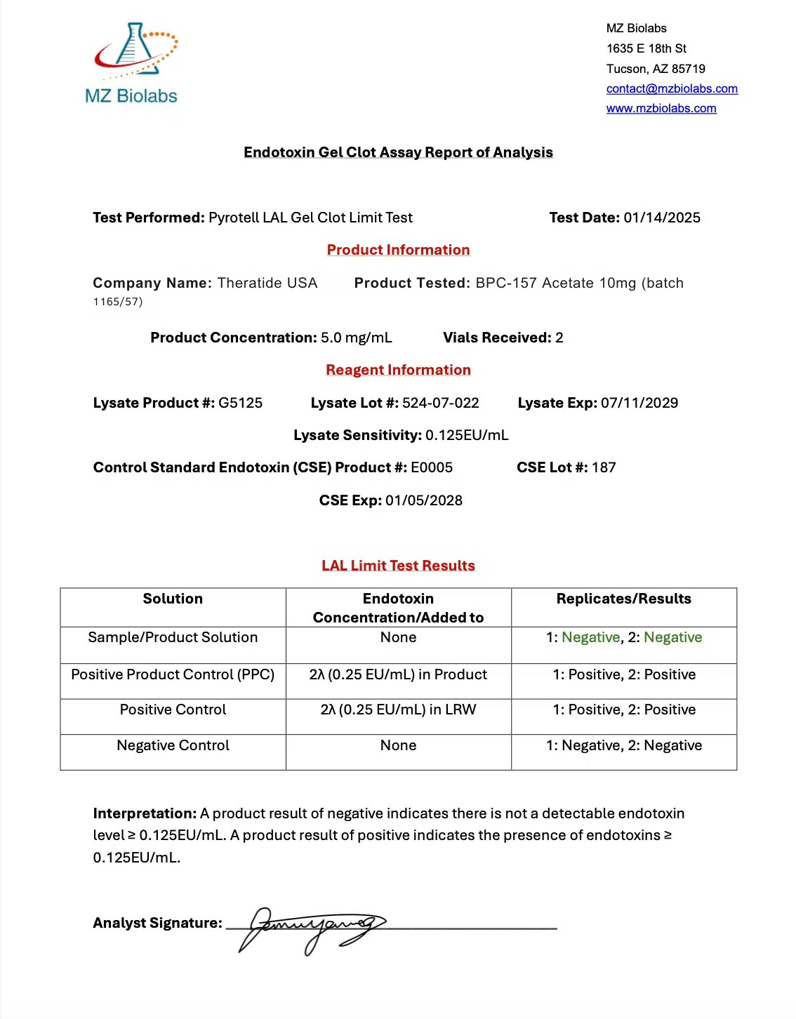 BPC-157 COA 1