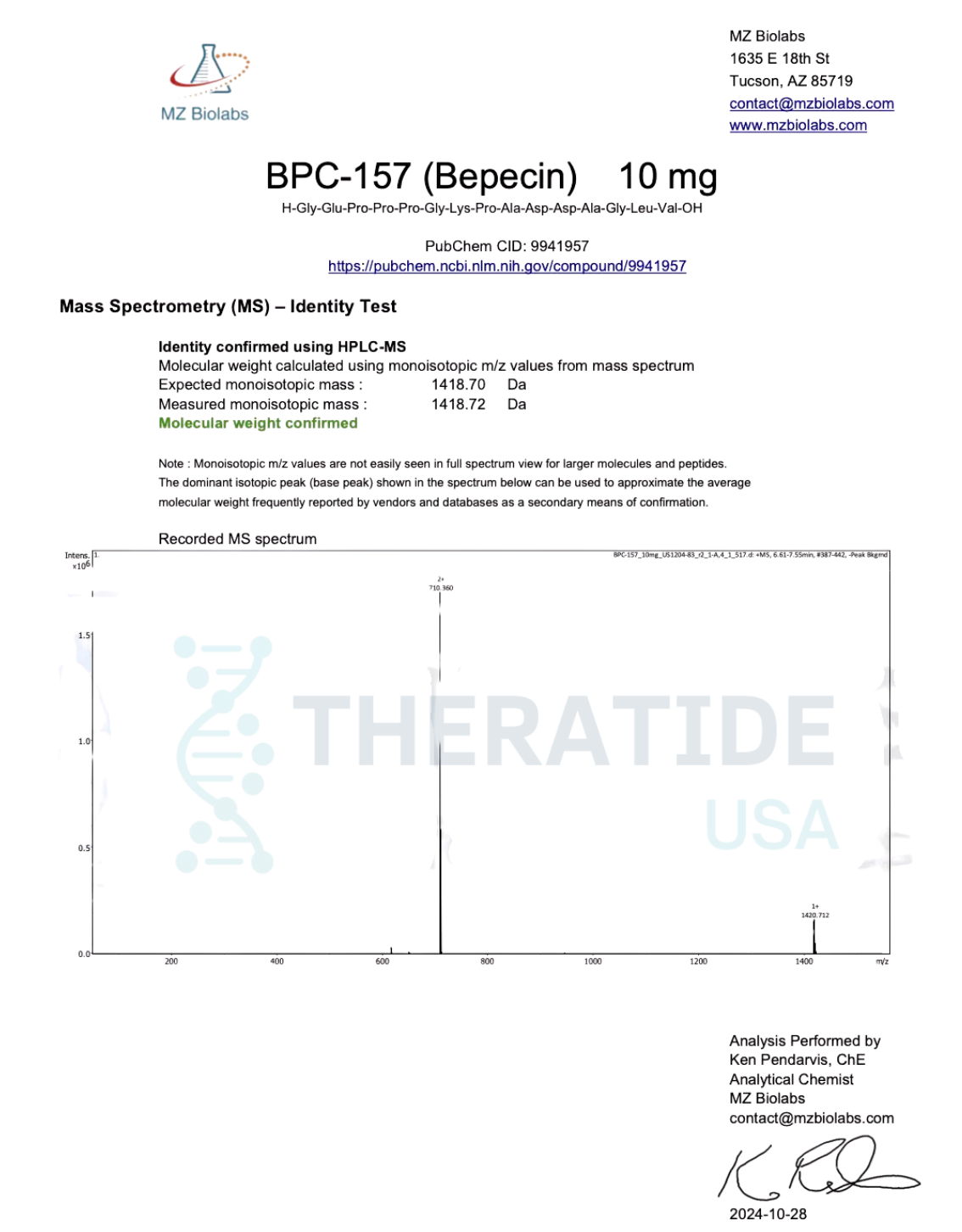 BPC-157 COA 2