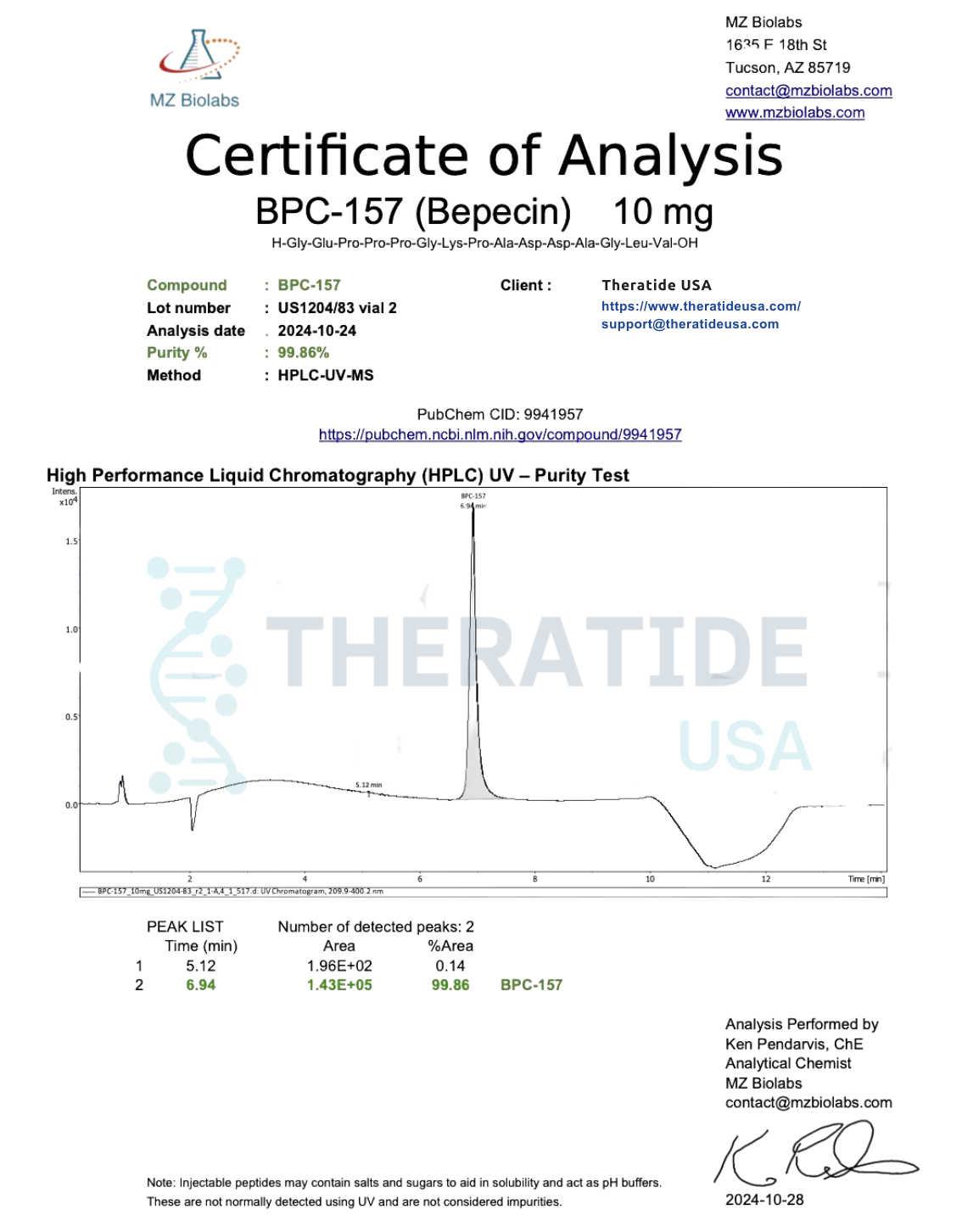 BPC-157 COA 3