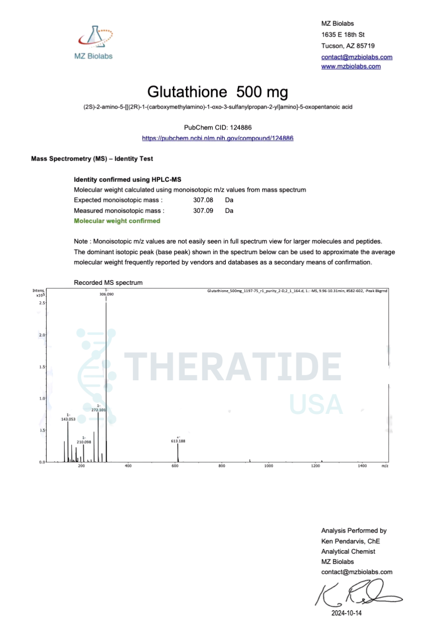 Glutathione COA Page 2
