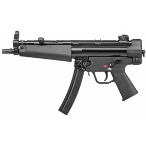 Heckler and Koch SP5 9mm pistol with 8.9 inch barrel and tri lug threaded adapter in black finish
