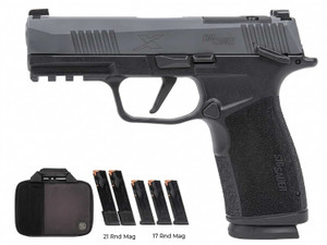Sig Sauer P365X Macro MS 9mm pistol with 3.7 inch barrel, gray slide, XRAY3 sights, and optics ready slide featuring the TacPac