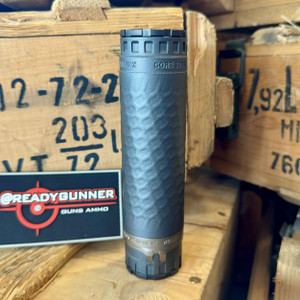 Precision Armament TiTrex-300 Dark-Ti titanium suppressor featuring X-CORE exchangeable core technology, HUB compatibility, NURBS baffle architecture, and lightweight .30 caliber performance for precision rifles, hunting rifles, and AR platforms, in store image upright