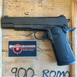 Sig Sauer 1911 X Series .45 ACP full-size pistol with Black DLC finish, optics-ready slide, XRAY3 night sights, custom LOK G10 grips, and accessory rail, in store image