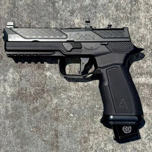 SIG SAUER x Agency Arms x Ronin Tactics VOID P320 9mm pistol featuring Dragon Scale slide serrations, Agency Optic System, Icarus Precision billet grip module, and suppressor-height sights.
