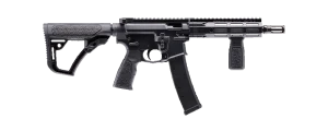 Daniel Defense DDPCC 9mm short-barreled rifle with 8.3-inch threaded barrel, DD4 M-LOK rail, and black finish.