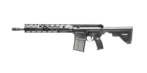 HK MR762 A4 16.5 inch semi-automatic rifle chambered in 7.62 NATO with black finish.