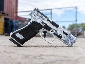 Agency Arms Modified Glock 45 Gen5 9mm Urban Arctic Camo pistol, right side