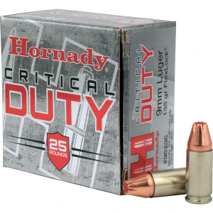 Hornady Critical Duty 9mm +P 135 grain FlexLock defensive handgun ammunition 25 round box