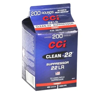 CCI Clean-22 Suppressor 22 LR 45 grain polymer-coated lead round nose ammunition 200 round box