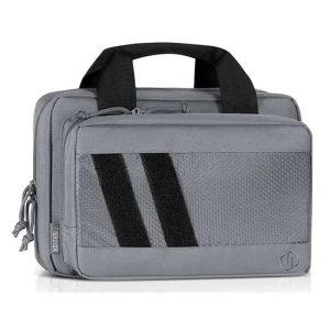 Savior Equipment Specialist Double Pistol Case in Gray with two cushioned handgun compartments