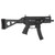 Grand Power Stribog SP9A3S 9mm pistol with 5 inch threaded barrel folding brace and black finish pointing to the right
