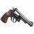 Smith and Wesson Model 19 Classic 357 Magnum revolver with 4.25 inch barrel and wood grips angled downward to the right