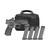 Springfield Armory Echelon Comp 9mm pistol with integral compensator, Viridian green dot optic, and high-capacity magazines, stock image of the whole package