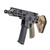 PSA PA-15 8.5 inch 300 Blackout AR pistol with SBA5 brace, M-LOK handguard and Flat Dark Earth furniture, stock image angled left