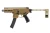 Sig Sauer MPX K 9mm pistol with 4.5 inch threaded barrel, folding brace and Coyote finish. Stock image pointed to the left