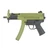 HK SP5K-PDW 9mm pistol with 5.83 inch threaded tri-lug barrel and Bazooka Green Cerakote finish. Stock image pointing to the left.