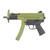 HK SP5K-PDW 9mm pistol with 5.83 inch threaded tri-lug barrel and Bazooka Green Cerakote finish. Stock image pointing to the left.