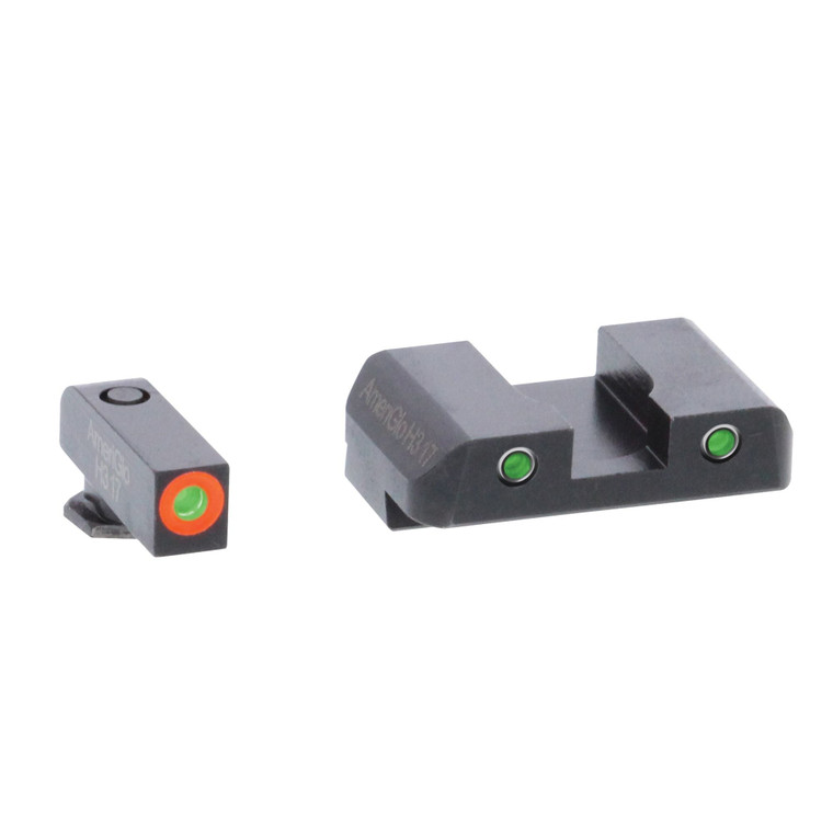 AmeriGlo GL-446 Spartan Operator night sight set for Glock, green tritium front with orange outline