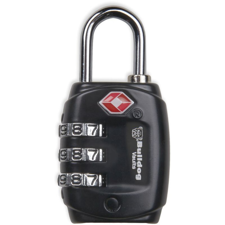 Bulldog TSA combination padlock with steel shackle BD8020 in black