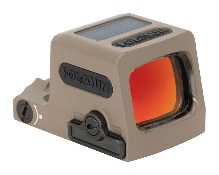 Holosun EPS Carry red MRS reflex sight in flat dark earth FDE with enclosed emitter and circle dot reticle on white background