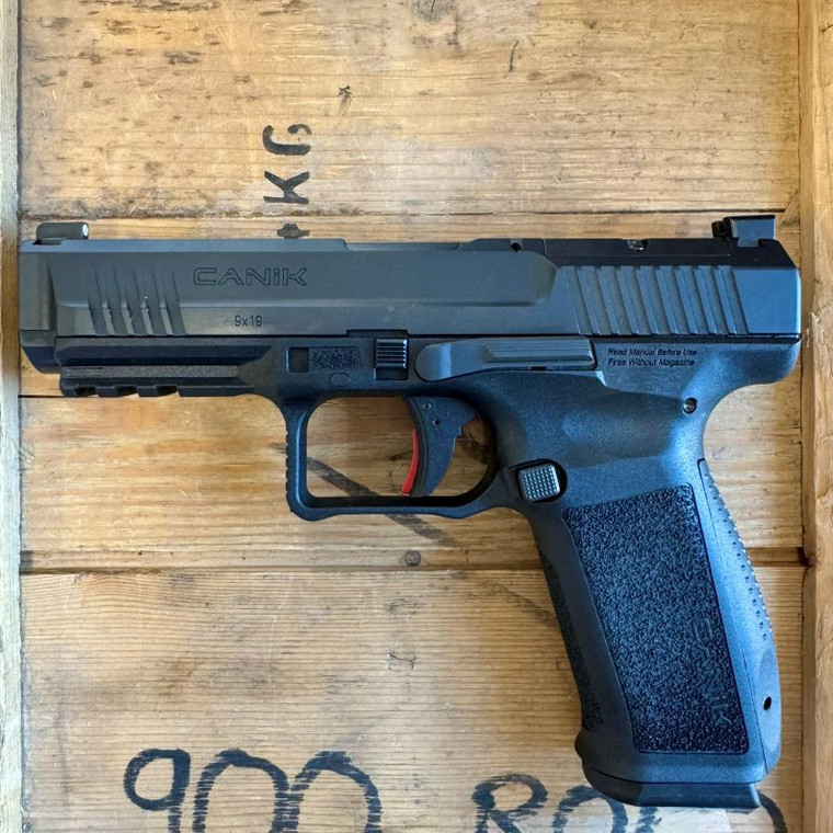 CANIK METE SFT One Series 9mm full size pistol with 4.46 inch barrel, optics ready slide, and black Cerakote finish, in store image
