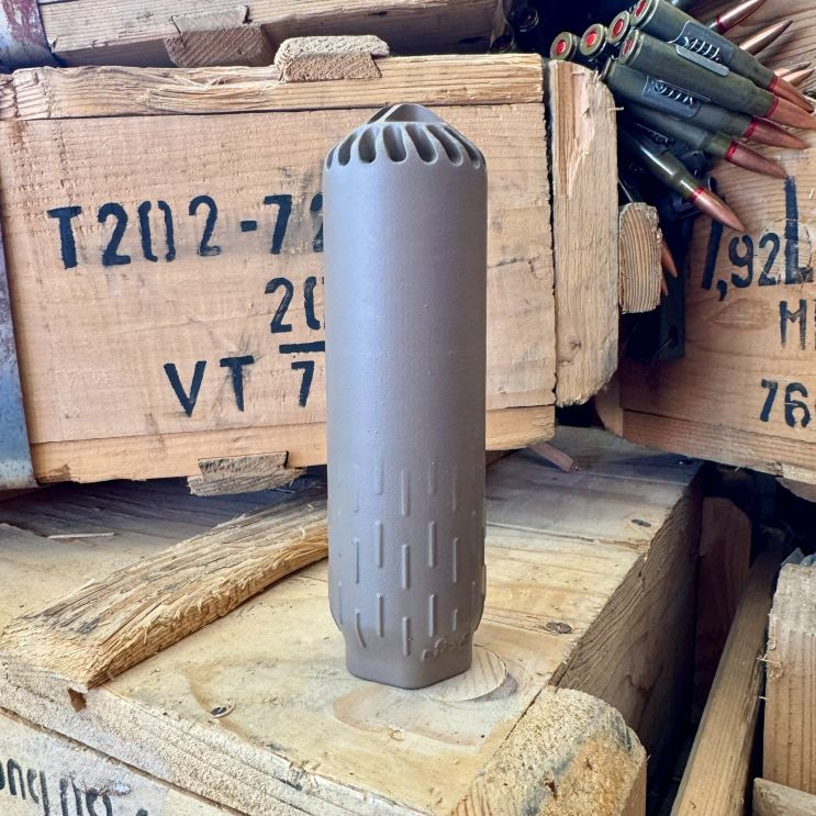 HUXWRX FLOW 556K flat dark earth suppressor with Flow-Through technology and included 1/2x28 quick detach flash hider, in store image