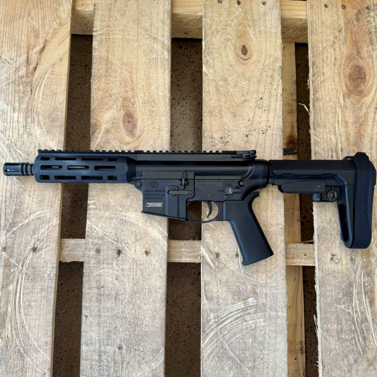 Smith and Wesson M&P15-22 pistol chambered in 22 LR with SBA3 brace and M-LOK handguard, in store image