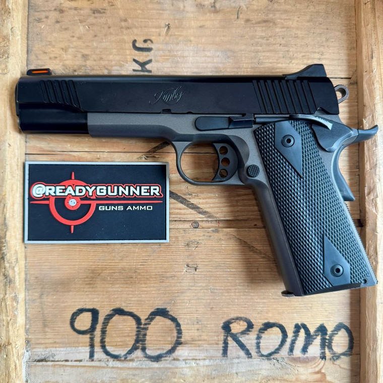 Kimber Custom LW 1911 pistol chambered in .45 ACP with 5-inch barrel, KimPro Black aluminum frame, and white dot sights., in store image