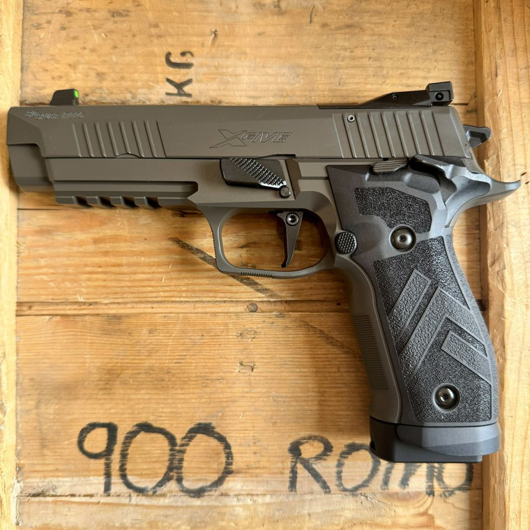 Sig Sauer P226 X-FIVE Legion 9mm full-size pistol with optics-ready compensated slide, TXG grip panels, adjustable trigger, suppressor-height X-Ray3 sights, and Legion Gray Cerakote finish, in store image