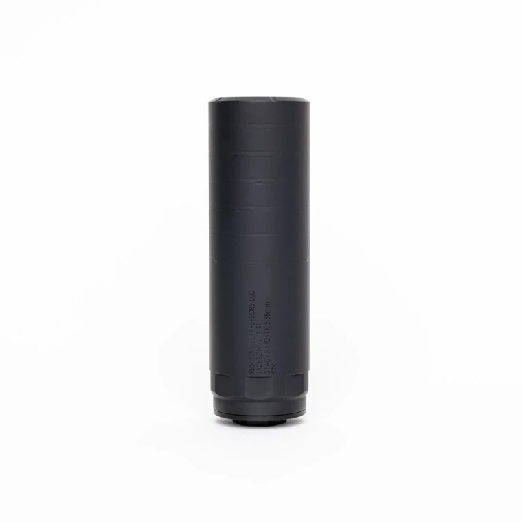 Resilient Suppressors Stacy's Mom K compact 5.56 and 6mm HUB compatible suppressor with black Cerakote finish.