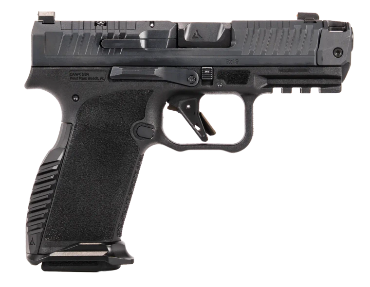 Canik METE MC9 Prime Radian 9mm black pistol with Radian RAMJET barrel and AFTERBURNER compensator.