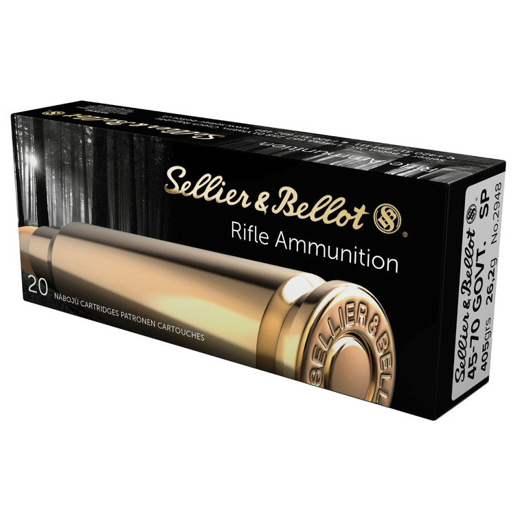 Sellier & Bellot 45-70 Government 405 grain semi-jacketed soft point rifle ammunition 20 round box