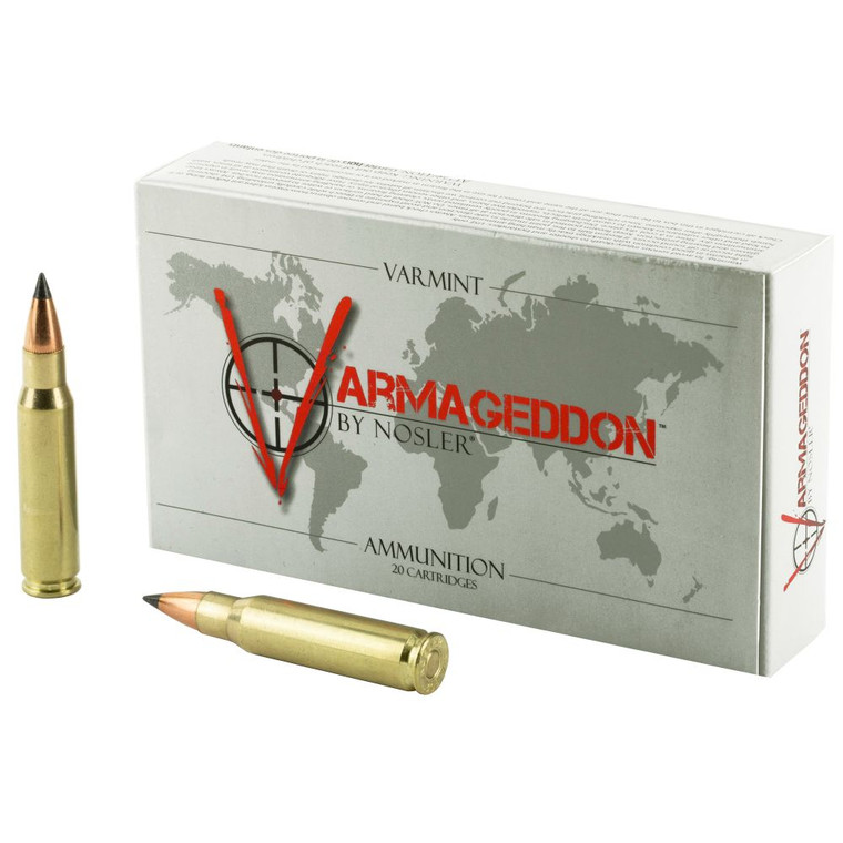 Nosler Varmageddon 308 Winchester 110 grain Flat Base Tipped varmint hunting ammunition 20 round box