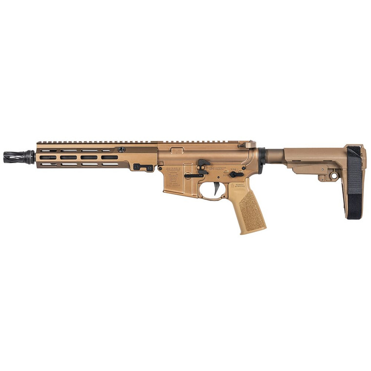 Geissele Super Duty MOD1 5.56 NATO 10.3-inch DDC pistol with SBA3 brace and 9.3-inch MK16 handguard pointing to the left