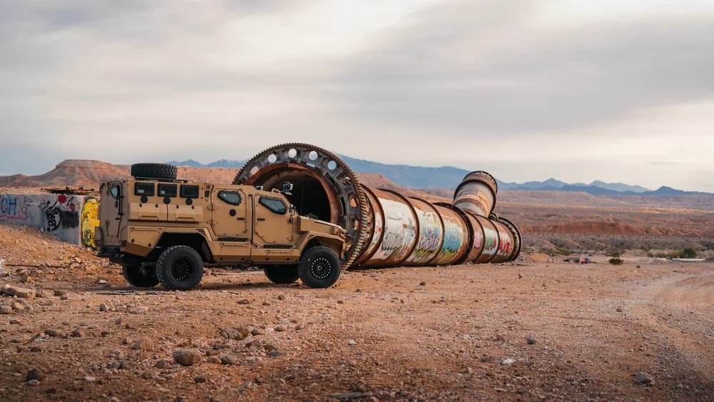Renegade APC armored vehicle in desert terrain